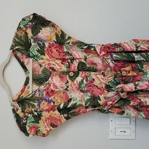 Starina vintage floral rayon button down dress